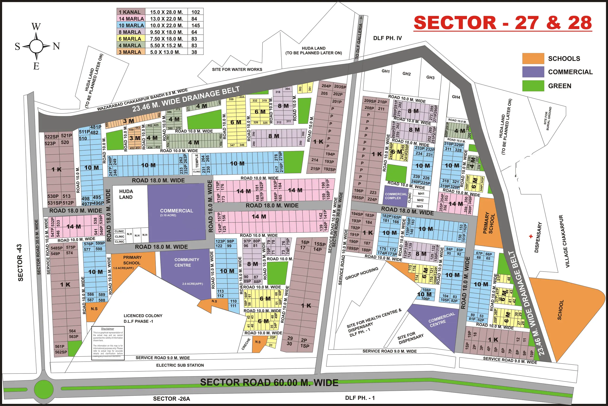 Sector 27 & 28 plot map, Gurugram