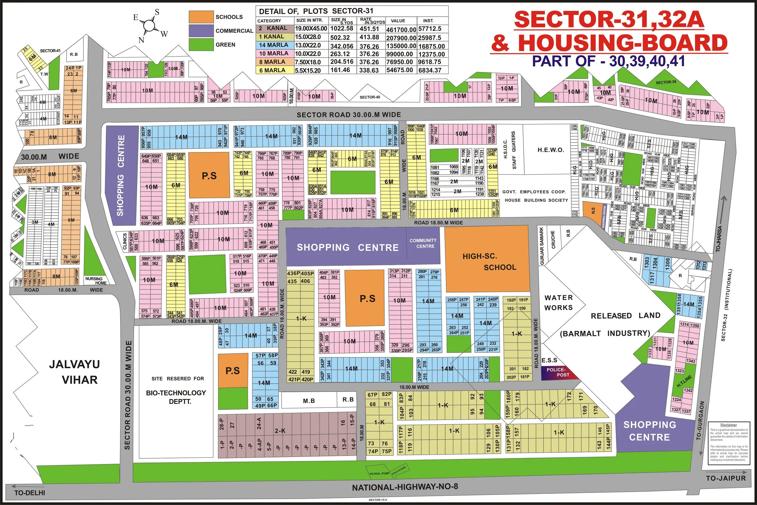 Sector 31 & 32A plot map, Gurugram