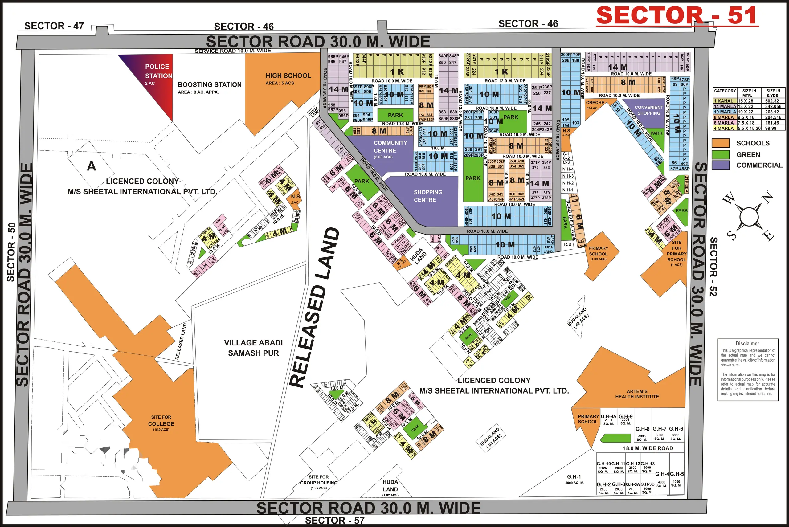 Sector 51 plot map, Gurugram